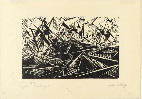 Hanseatic Ships (Hansaschiffe) by Lyonel Feininger, print, 1919
