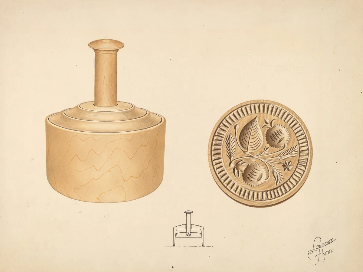 Butter Mold - Burr Design by Lawrence Flynn, index of american design, 1937