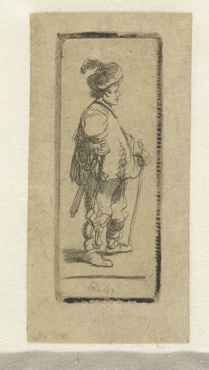 A Polander standing with his stick: profile to the right by Ignace-Joseph de Claussin, print, 1807