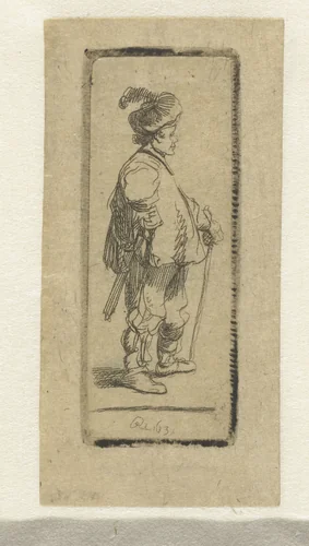 A Polander standing with his stick: profile to the right by Ignace-Joseph de Claussin, print, 1807