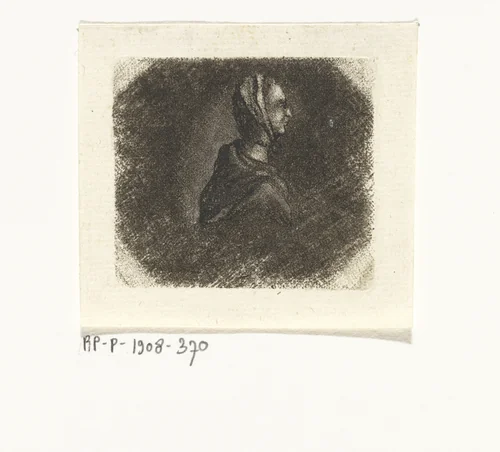 Halffiguur van een vrouw in profiel by Hendrik van Maarseveen, print, 1755-1792