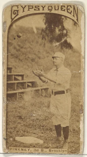 Pinkney, 3rd Base, Brooklyn, from the Old Judge series (N172) for Gypsy Queen Cigarettes by Goodwin & Company, photograph, 1887-1890