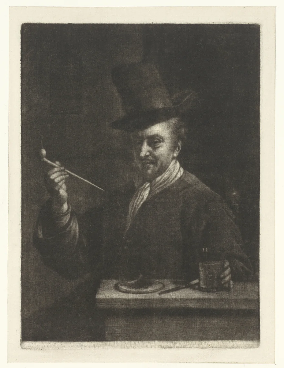 Pijprokende man by Wallerant Vaillant, print, 1658-1677