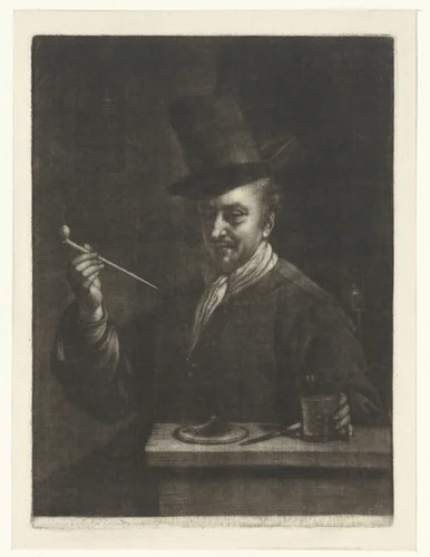 Pijprokende man by Wallerant Vaillant, print, 1658-1677