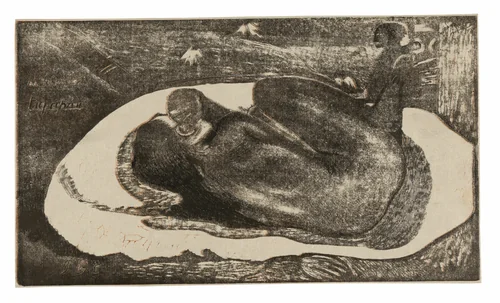 Manao tupapau (She Thinks of the Ghost or The Ghost Thinks of Her), from the Noa Noa Suite by Paul Gauguin, print, 1893-1894