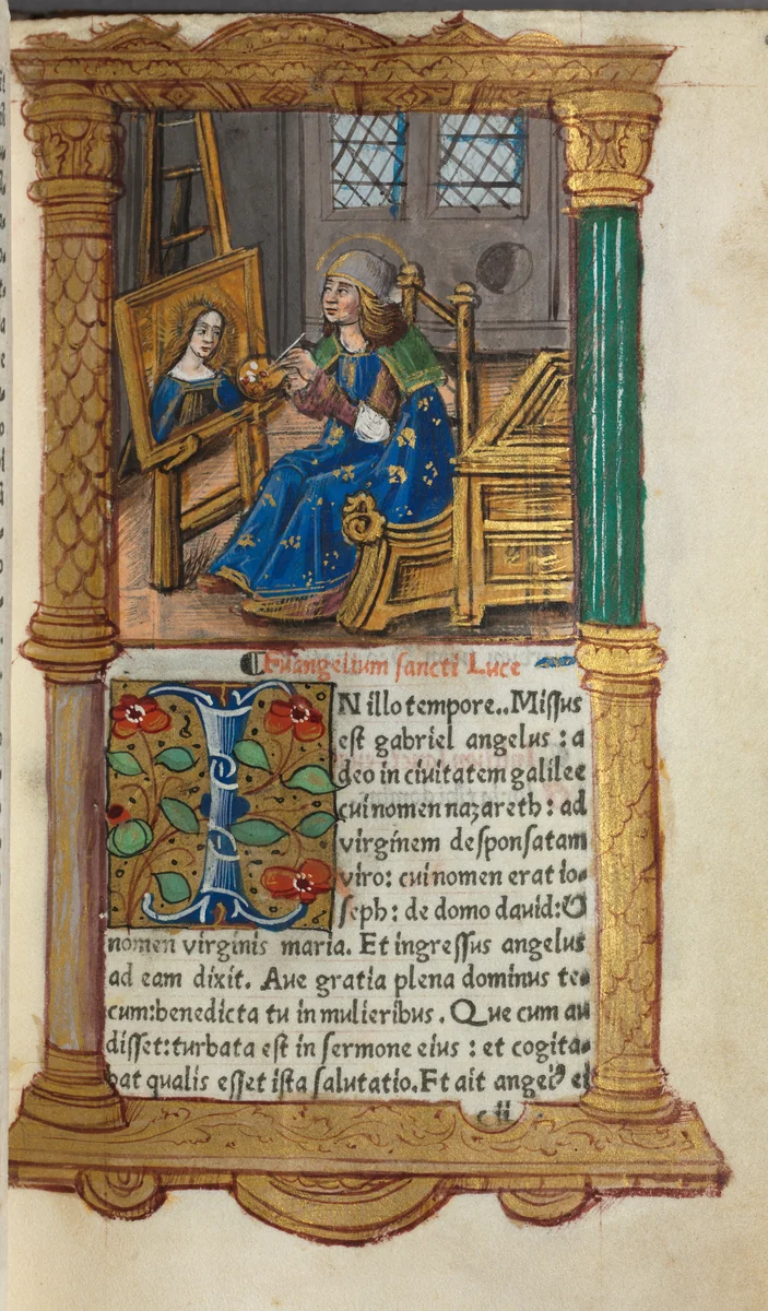 Printed Book of Hours (Use of Rome): fol.18r, St. Luke by Guillaume Le Rouge, book, 1510