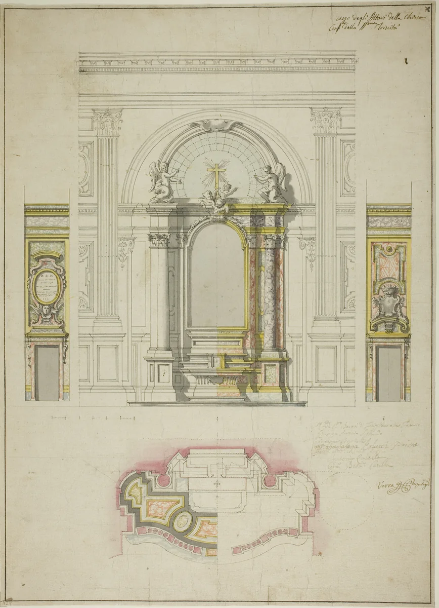 Design for an Altar in the Church of the Confraternity of Santissima Trinita, Turin by Filippo Juvara, drawing, 1724-1736