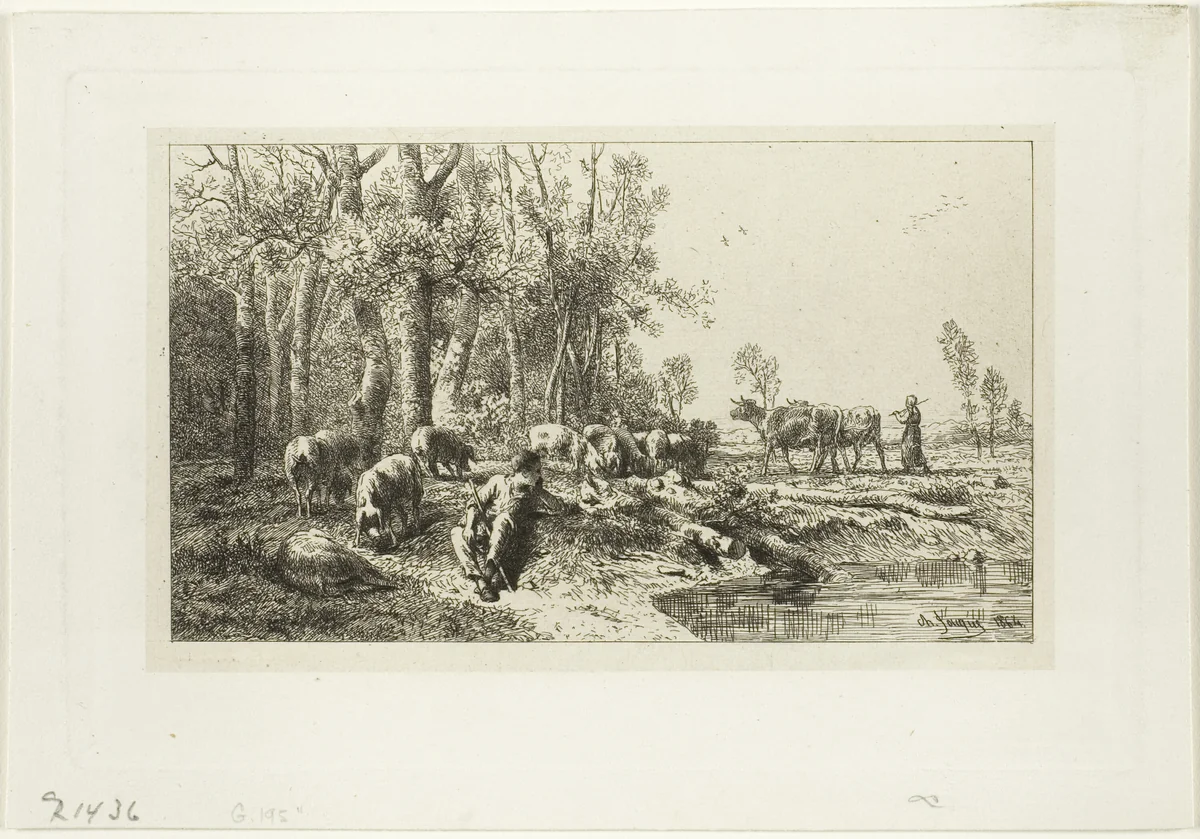 Winter by Charles-Émile Jacque, print, 1846