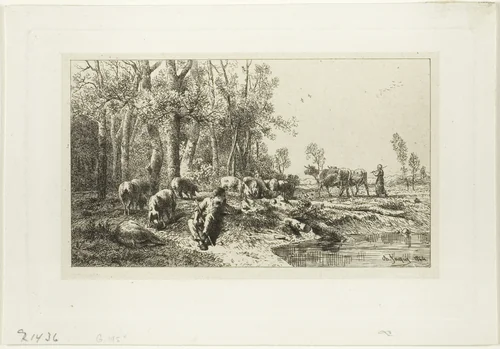Winter by Charles-Émile Jacque, print, 1846