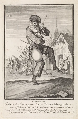 Februari by Caspar Luyken, print, 1698-1702