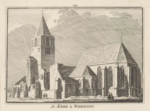 Gezicht op de kerk te Warmond by Hendrik Spilman, print, 1750-1792
