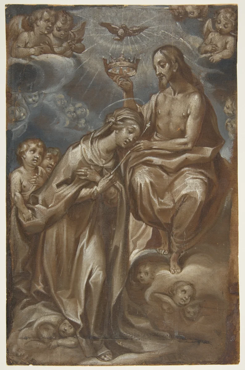 The Coronation of the Virgin by Francesco Vanni, drawing, 1605
