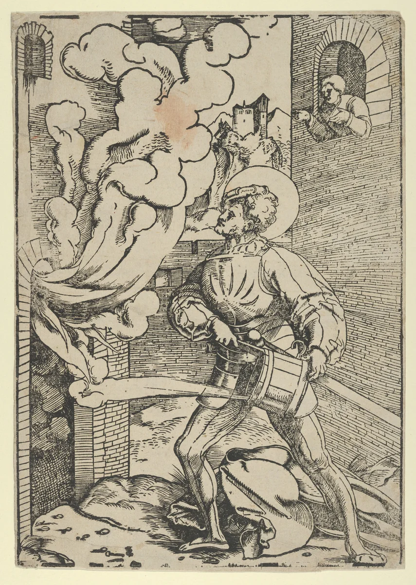 Saint Florian (restrike) by Hans Schäufelein, print, 1500-1540
