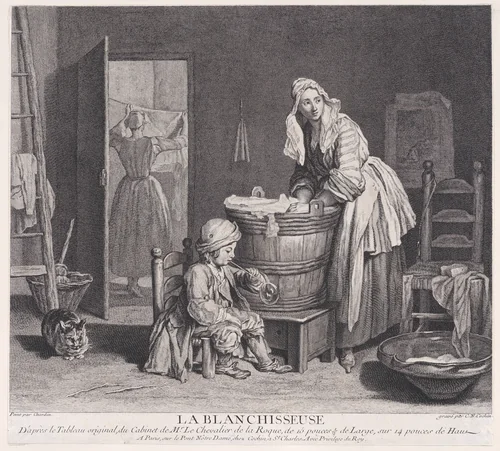 The Washerwoman by Charles Nicolas Cochin, print, 1739