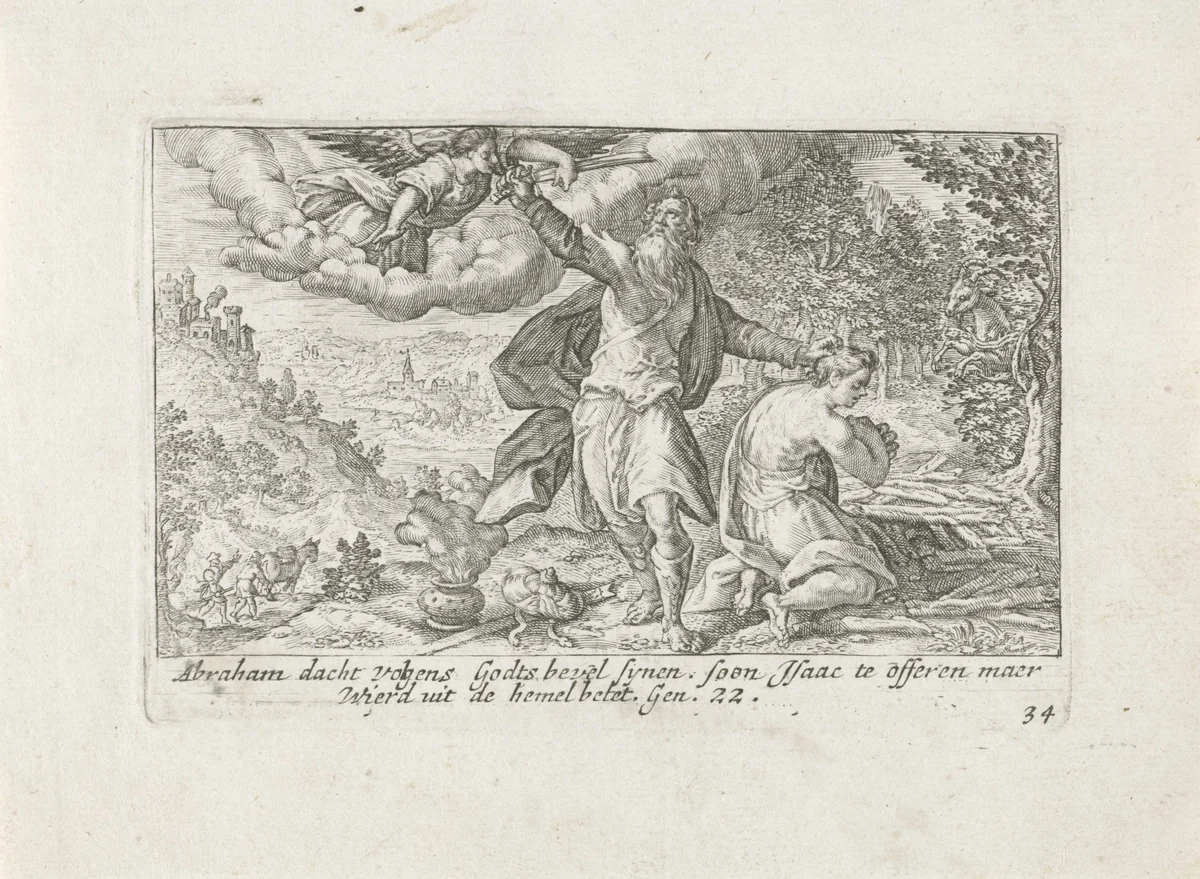 Offer van Abraham by Crispijn van de Passe, print, 1700-1750