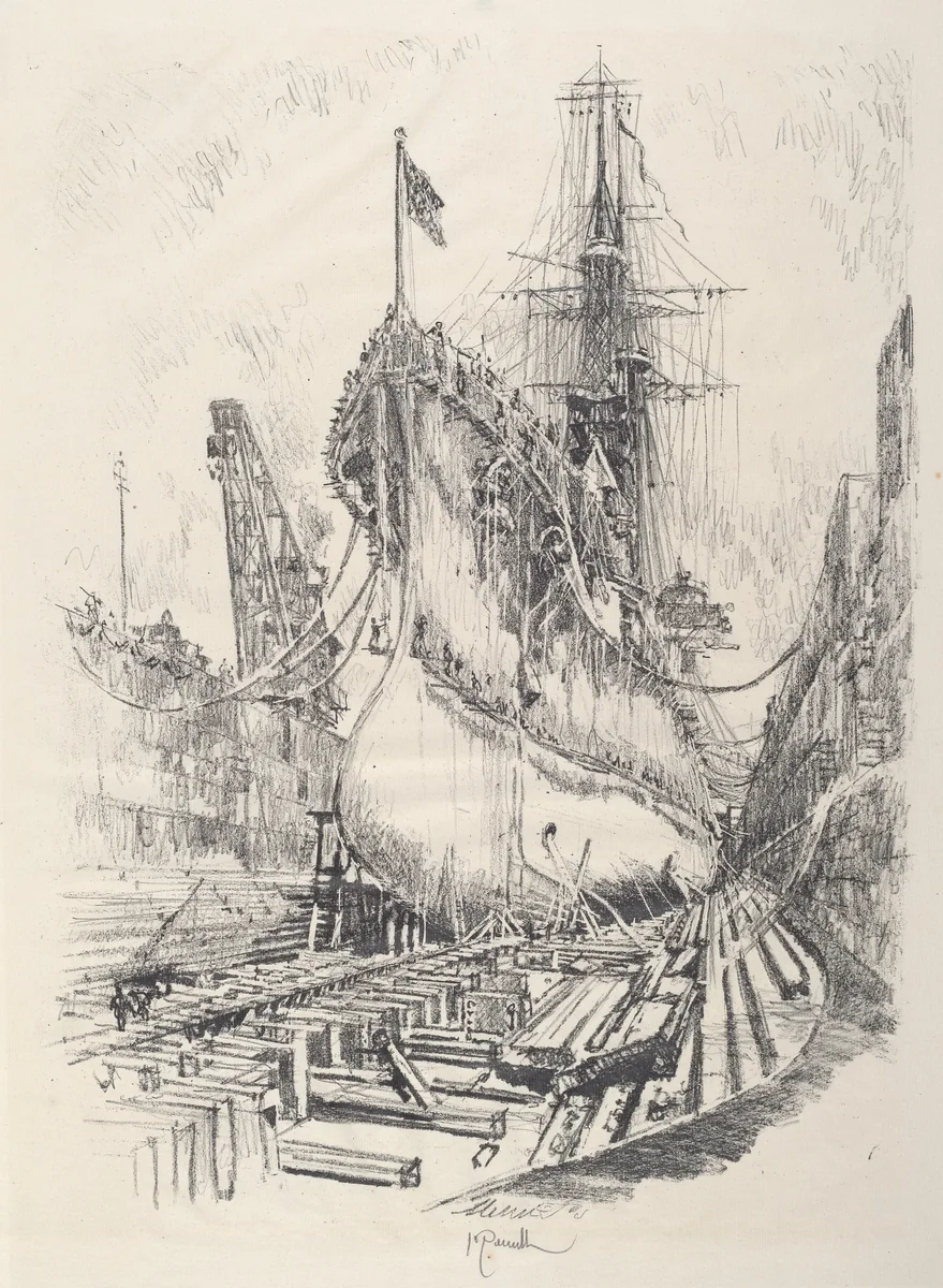 In the Dry Dock by Joseph Pennell, print, 1917