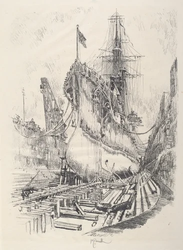 In the Dry Dock by Joseph Pennell, print, 1917