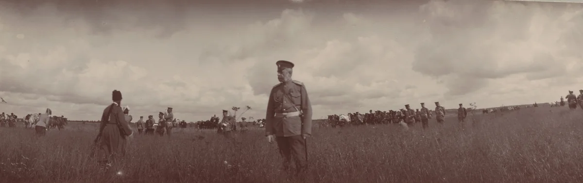Empress Alexandra Feodorovna, Emperor Nicholas II and Count Benckendorff, Ropsha by Unidentified Photographer, photograph, 1907