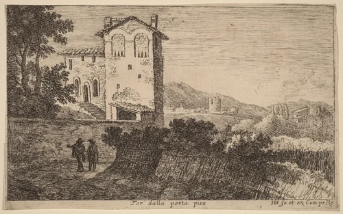 For dalla porta pia (Villa outside the Porta Pia) by Herman van Swanevelt, print, 1600-1655