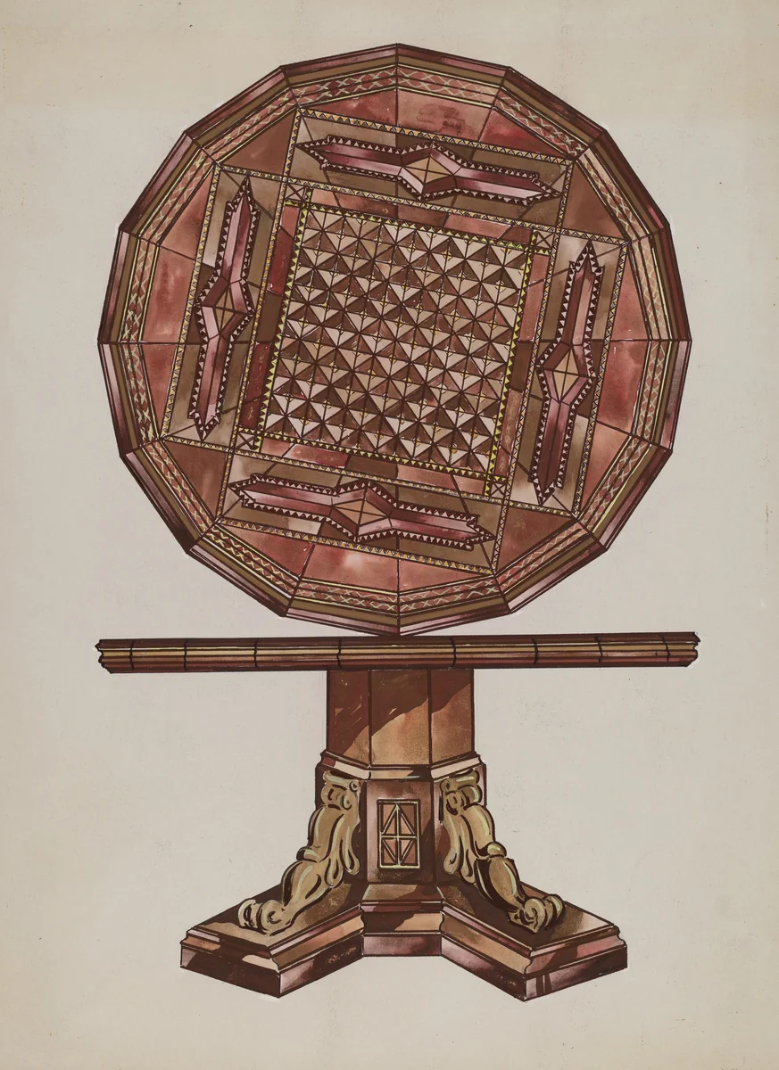 Inlaid Wood Table by Sebastian Simonet, index of american design, 1936