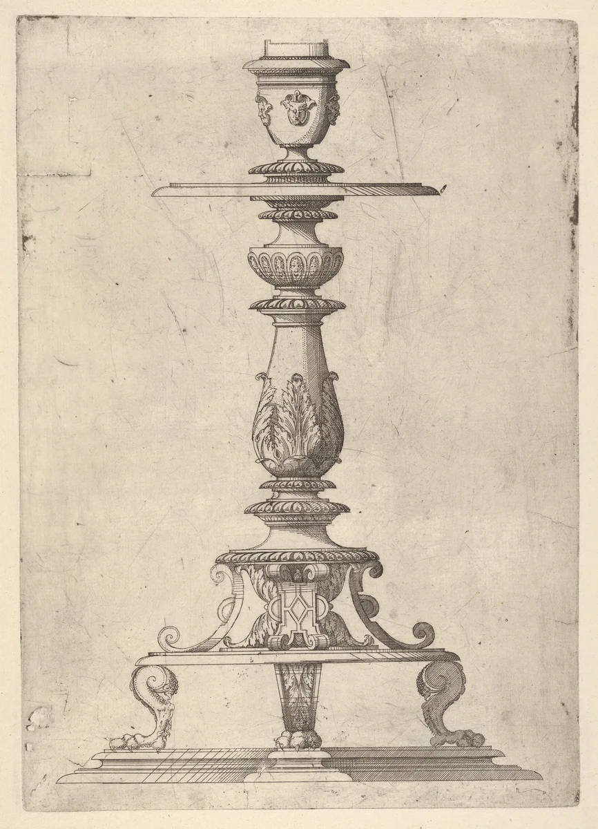 Design for a Candlestick by Jacques Androuet du Cerceau, print, 1548-1549