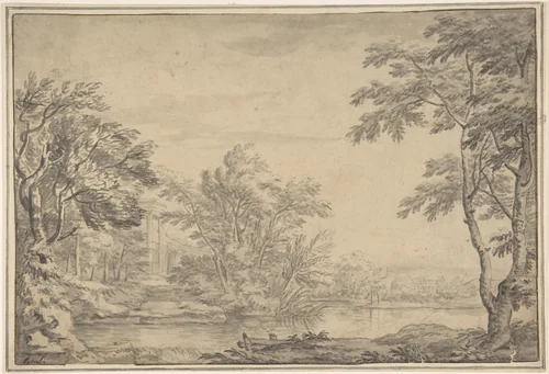 Classical Landscape by George Lambert, drawing, 1720-1765