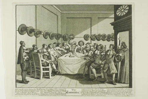 The Committee, plate ten from Hudibras by William Hogarth, print, 1725-1726