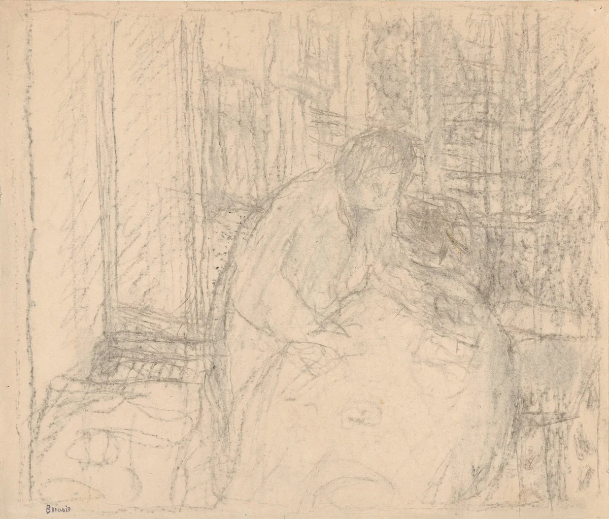 Marthe aan haar ontbijt by Pierre Bonnard, drawing, 1877-1947