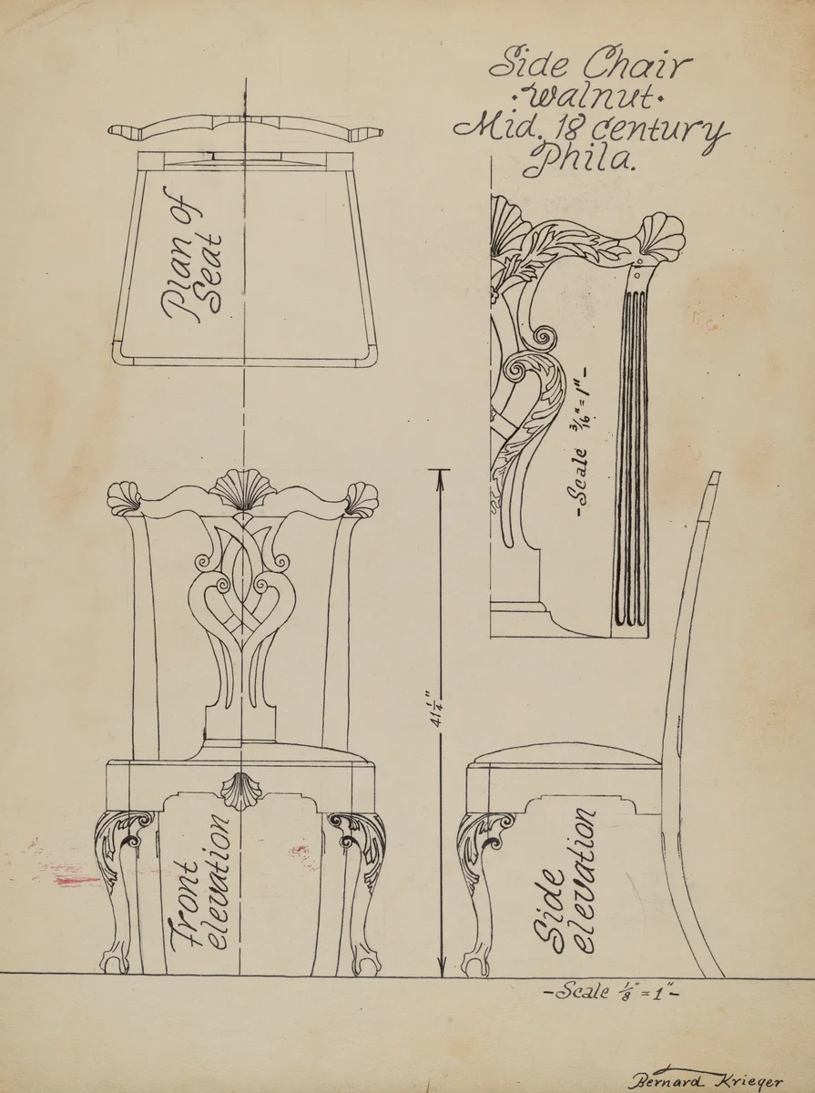 Side Chair by Bernard Krieger, index of american design, 1935-1942