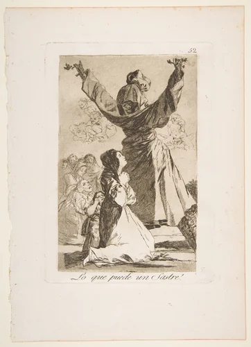 Plate 52 from "Los Caprichos": What a tailor can do! (Lo que puede un Sastre!) by Goya, print, 1799