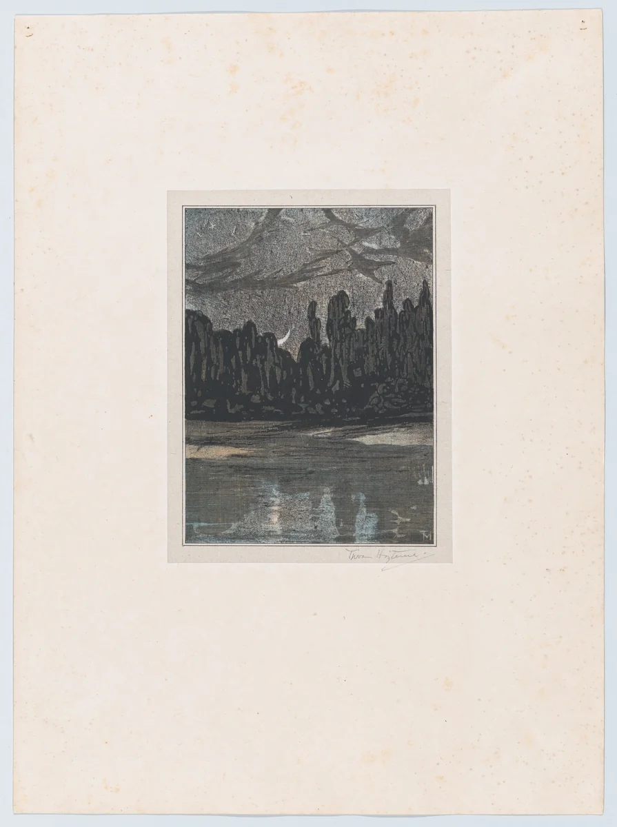 Migratory Birds on a Moonlit Night by Theodorus van Hoytema, print, 1907