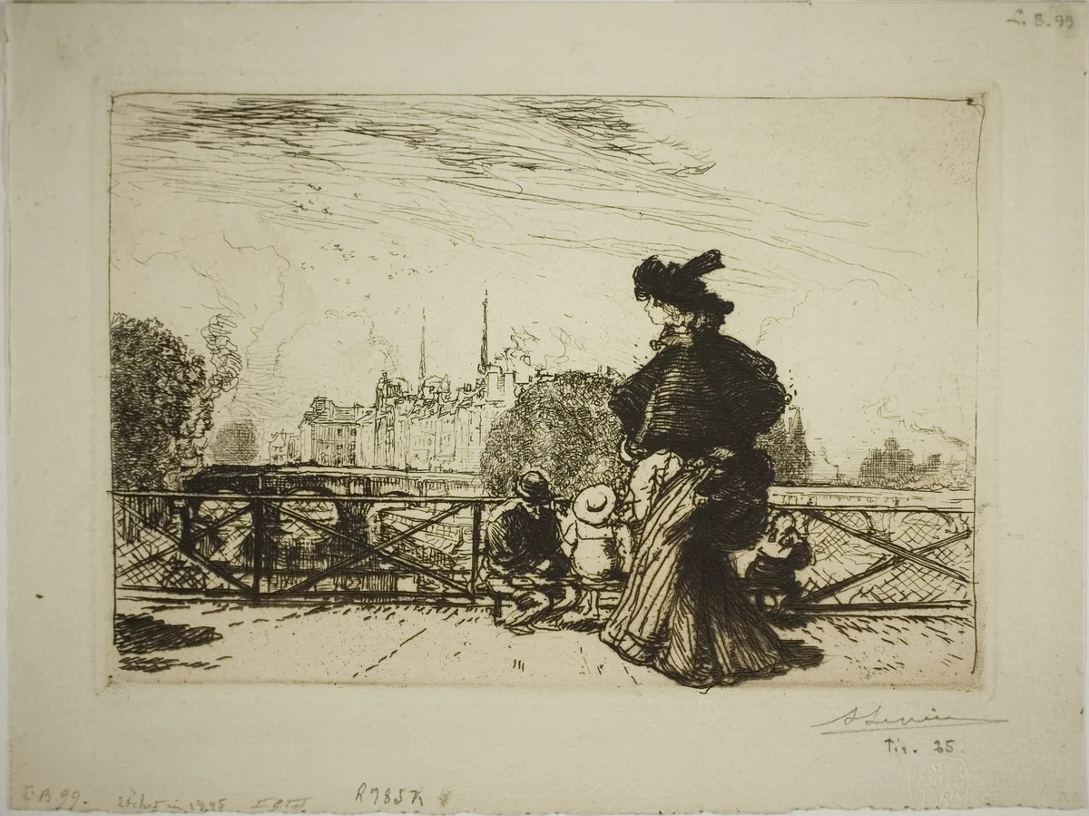The Île de la Cité viewed from the Pont des Arts by Louis Auguste Lepère, print, 1895