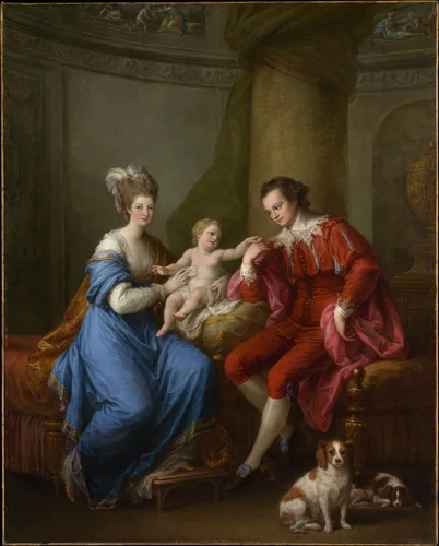 Edward Smith Stanley (1752–1834), Twelfth Earl of Derby, Elizabeth, Countess of Derby (Lady Elizabeth Hamilton, 1753–1797), and Their Son (Edward Smith Stanley, 1775–1851) by Angelica Kauffmann, painting, 1771-1781