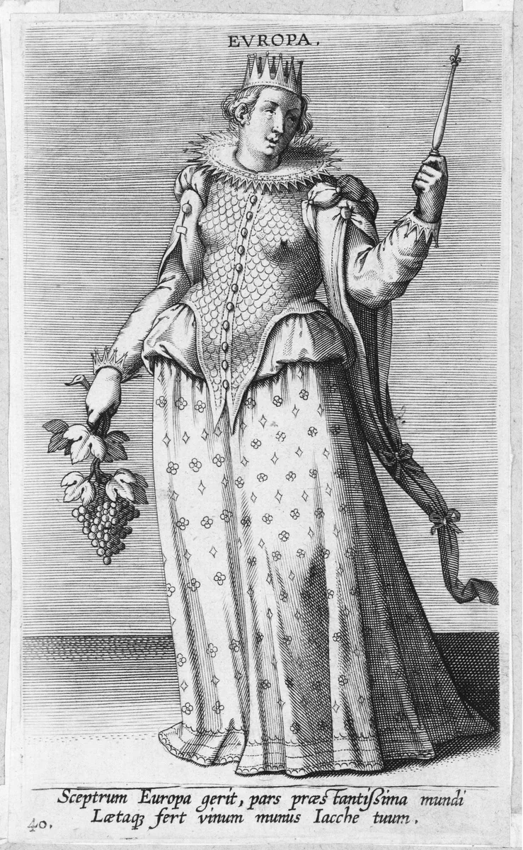 Europa, from "Proposopographia" by Philips Galle, print, 1580-1595