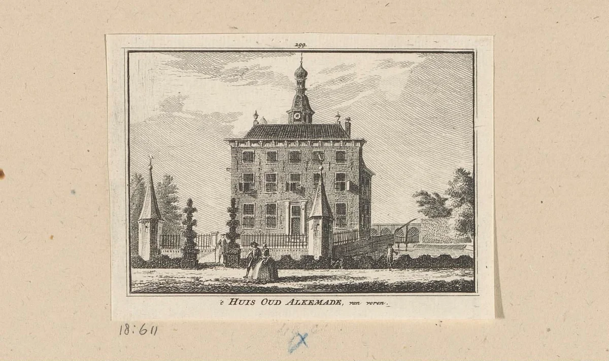 Gezicht op Huis Oud-Alkemade by Hendrik Spilman, print, 1750-1792