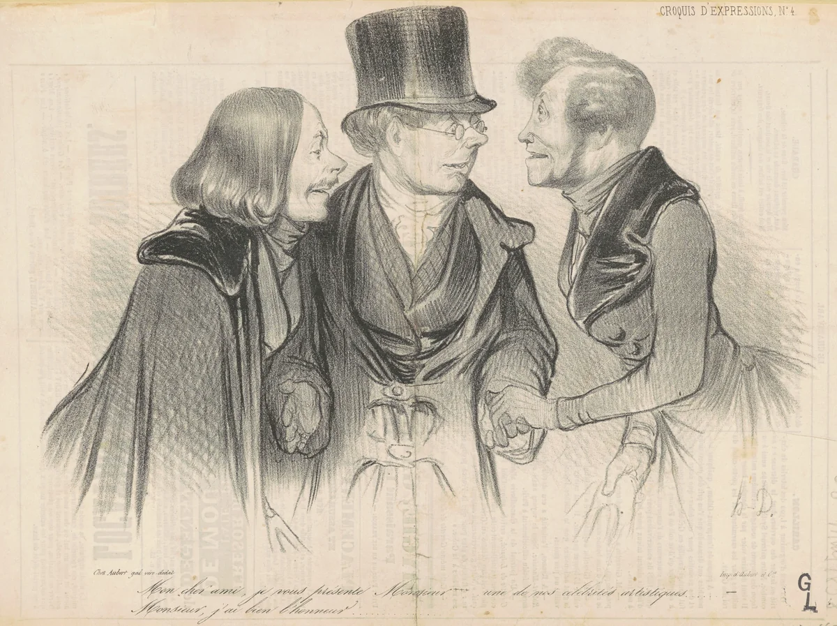 Mon cher ami, je vous présent Monsieur... by Honoré Daumier, print, 1838