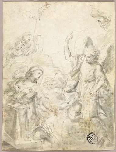Annunciation by Damian Asam or Carlo Maratti, drawing, 1645-1799