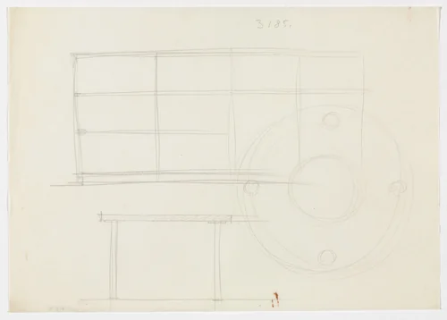 Shelf Unit. Table. (Elevation sketches) by Ludwig Mies van der Rohe, mies van der rohe archive, 1926