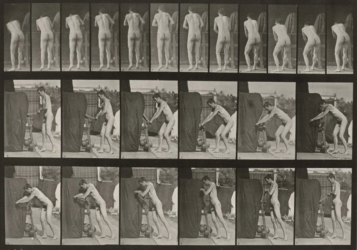 Plate Number 394. Turning a crank handle by Eadweard Muybridge, photograph, 1887
