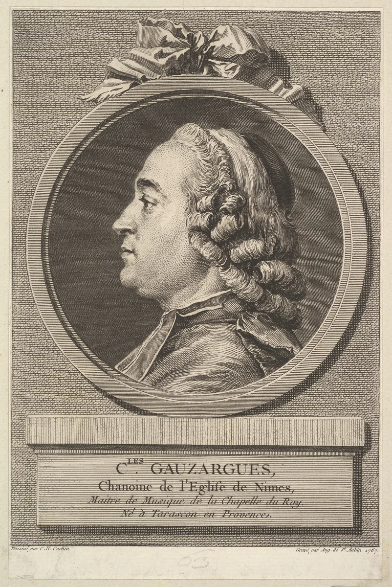 Portrait of Charles Gauzargues by Augustin de Saint-Aubin, print, 1767