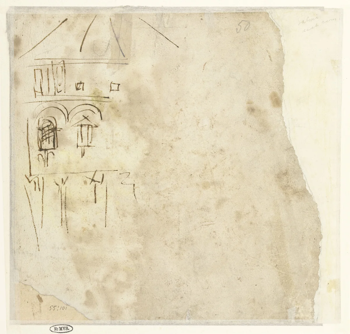 Schets van een polygonaal gebouw by Unknown, drawing, 1455-1516