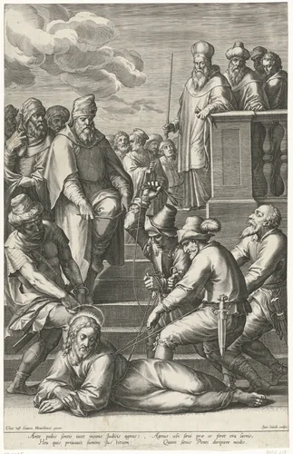 Pilatus breekt het riet by Unknown, print, 1589