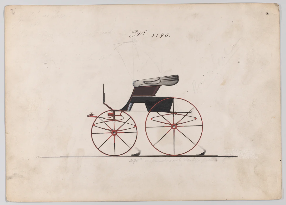 Design for Road Wagon, no. 3190 by Brewster & Co., drawing, 1875