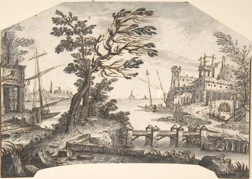 Landscape Drawing for a Wall-Decoration by anonymous, drawing, 1700-1800