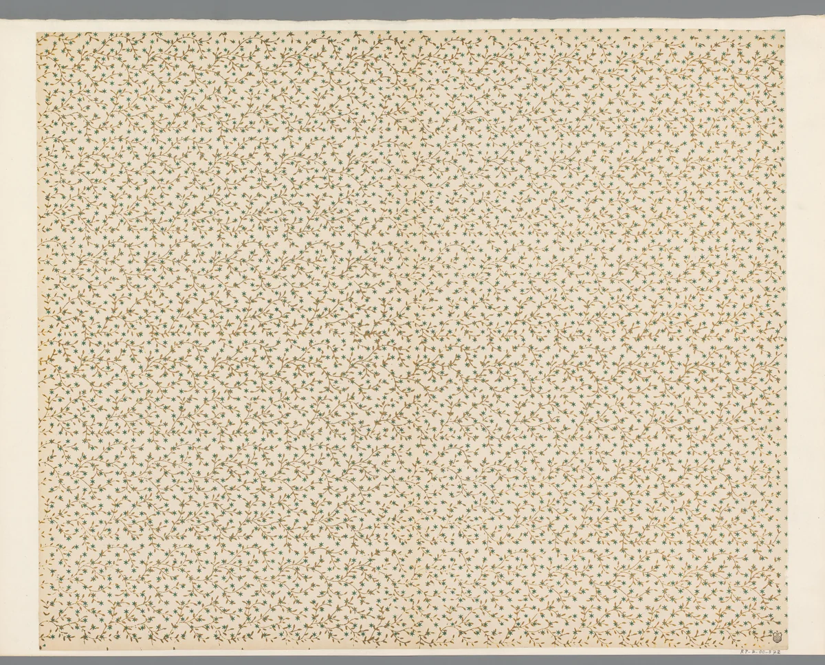 Blad met strooipatronen van ranken over sterren by anonymous, print, 1800-1900