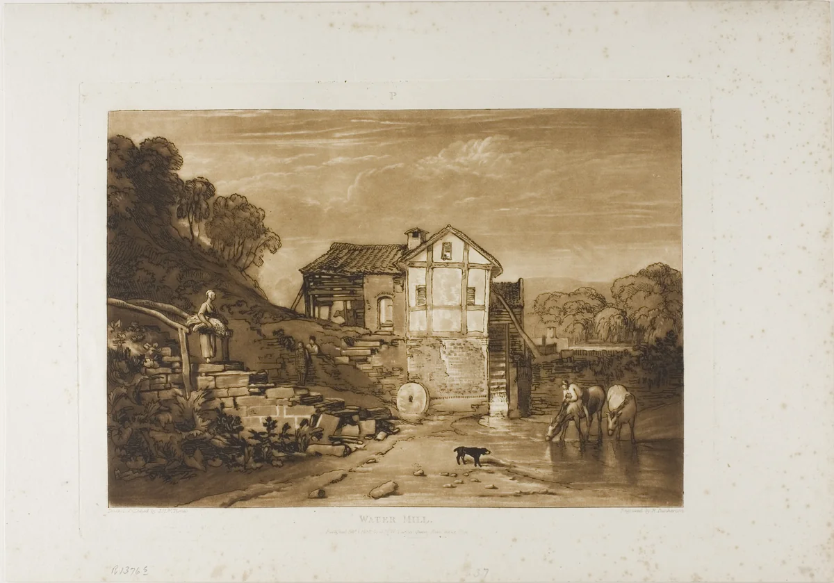 Water Mill, plate 37 from Liber Studiorum by Joseph Mallord William Turner, print, 1812