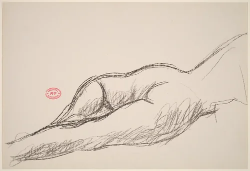 Untitled [female nude in prone position: buttocks and legs] by Richard Diebenkorn, drawing, 1955-1967