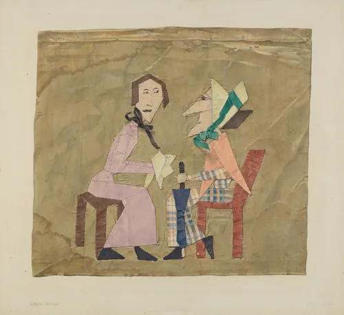 Patchwork Picture: "Gossips" by Carmel Wilson, index of american design, 1938