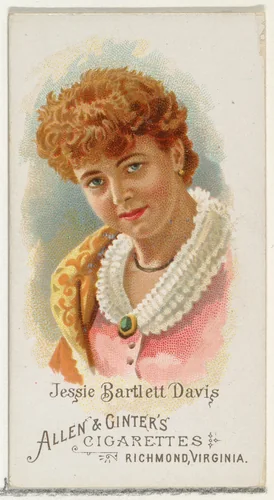 Jessie Bartlett Davis, from World's Beauties, Series 1 (N26) for Allen & Ginter Cigarettes by Allen & Ginter, print, 1888