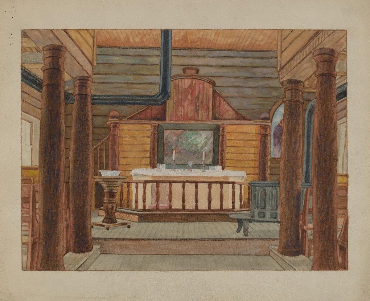 Muskego Church by Bertrand E. Old, index of american design, 1936